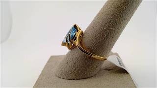 Blue Topaz Lady's Stone Ring 10K Yellow Gold 1.82g Size:6